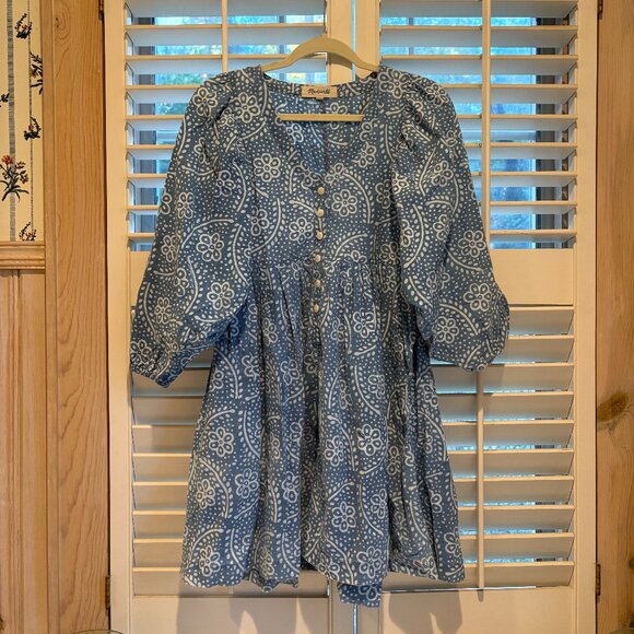 Madewell Paisley Balloon Sleeve Button-Up Minidress - Picture 2 of 5
